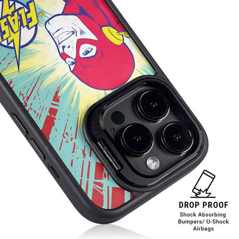 DC Comics The Flash Classic Art Smile Blast iPhone 15 Pro Kickstand Case