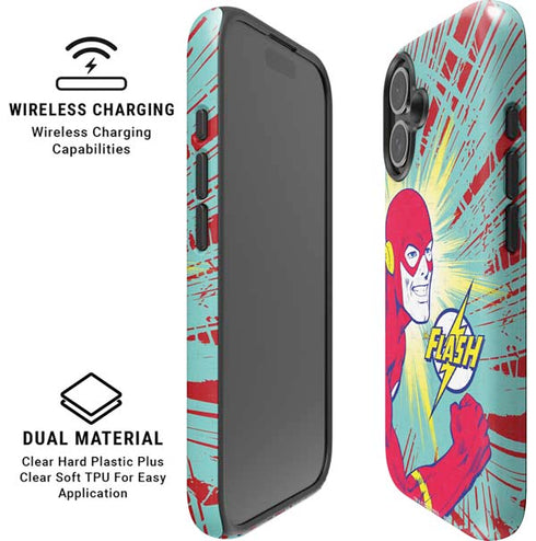 DC Comics The Flash Classic Art Smile Blast iPhone 16 Magsafe Impact Case