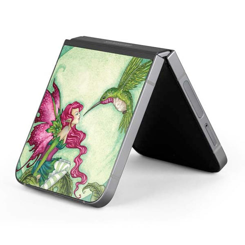 Flirting Fairy and Hummingbird by Amy Brown Galaxy Z Flip6 Skin