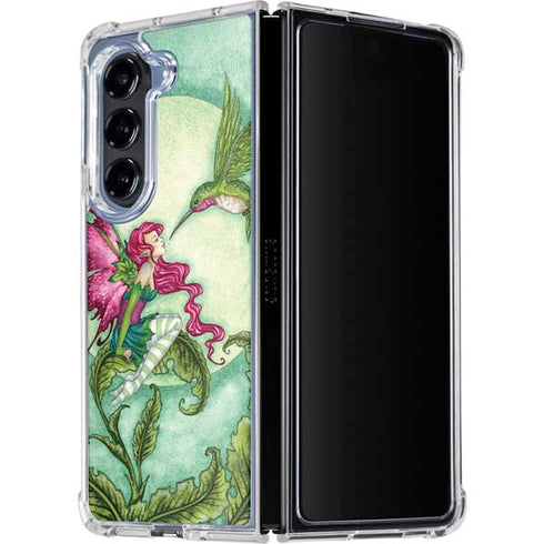 Flirting Fairy and Hummingbird by Amy Brown Galaxy Z Fold5 5G Clear Case