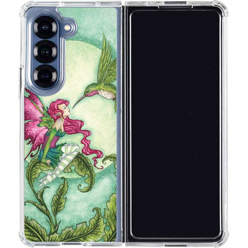 Flirting Fairy and Hummingbird by Amy Brown Galaxy Z Fold6 Clear Case