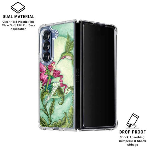 Flirting Fairy and Hummingbird by Amy Brown Galaxy Z Fold6 Clear Case