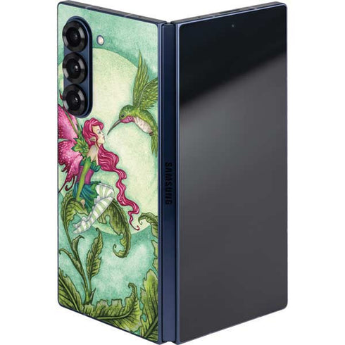 Flirting Fairy and Hummingbird by Amy Brown Galaxy Z Fold6 Skin