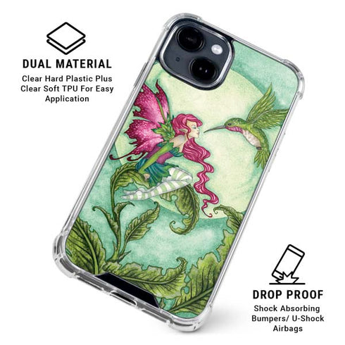 Flirting Fairy and Hummingbird by Amy Brown iPhone 15 Clear Case