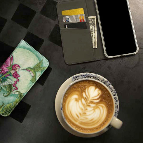 Flirting Fairy and Hummingbird by Amy Brown iPhone 15 Plus Folio Case