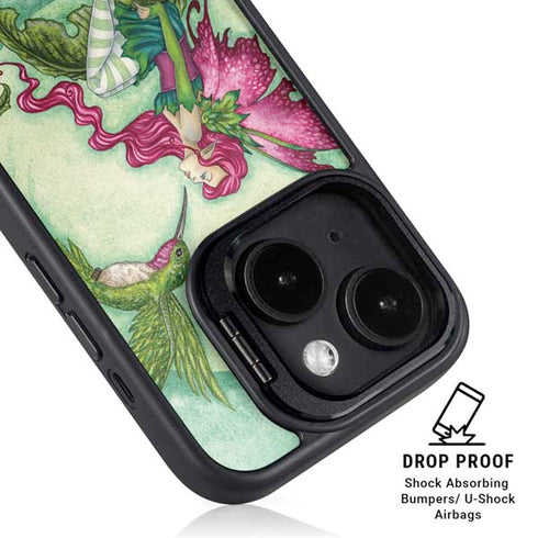 Flirting Fairy and Hummingbird by Amy Brown iPhone 15 Plus Kickstand Case