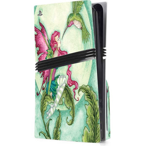 Flirting Fairy and Hummingbird by Amy Brown PS5 Pro Disk Console Skin