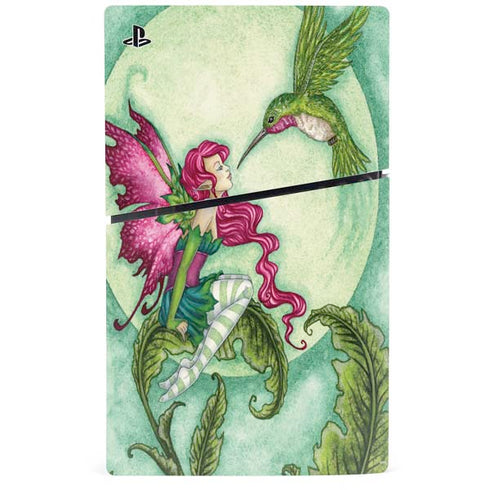 Flirting Fairy and Hummingbird by Amy Brown PS5 Slim Digital Edition Console Skin