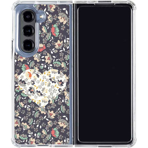 Floral Heart Galaxy Z Fold5 5G Clear Case