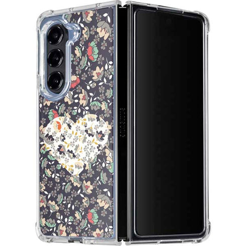 Floral Heart Galaxy Z Fold5 5G Clear Case