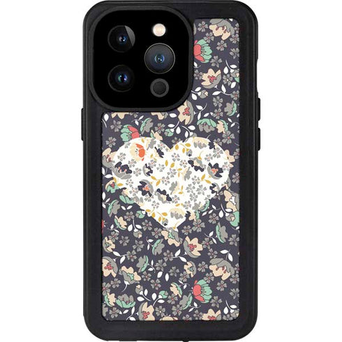 Floral Heart iPhone 15 Pro Waterproof Case