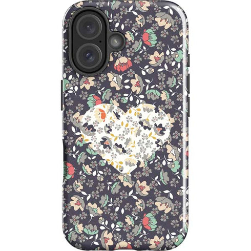 Floral Heart iPhone 16 Plus Impact Case