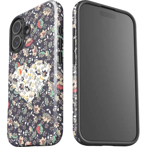 Floral Heart iPhone 16 Plus Impact Case