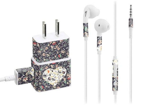 Floral Heart Phone Charger Skin