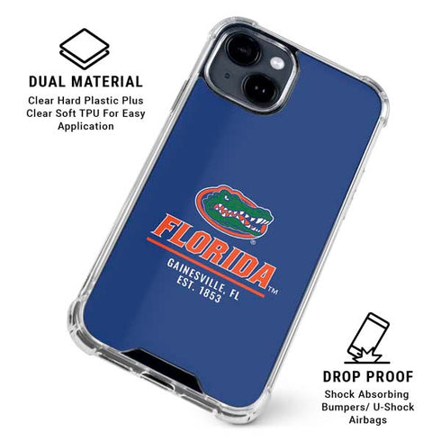 University of Florida Gainesville Est 1853 Blue iPhone 15 Clear Case