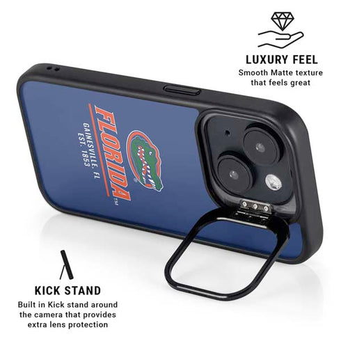 University of Florida Gainesville Est 1853 Blue iPhone 15 Plus Kickstand Case