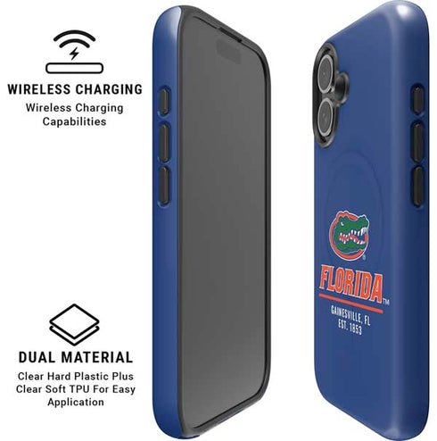 University of Florida Gainesville Est 1853 Blue iPhone 16 Plus Magsafe Impact Case
