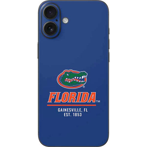 University of Florida Gainesville Est 1853 Blue iPhone 16 Plus Skin