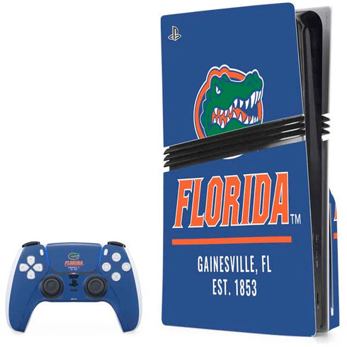 University of Florida Gainesville Est 1853 Blue PS5 Pro Disk Bundle Skin