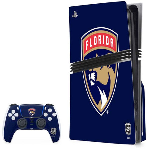 NHL Florida Panthers Distressed PS5 Pro Disk Bundle Skin