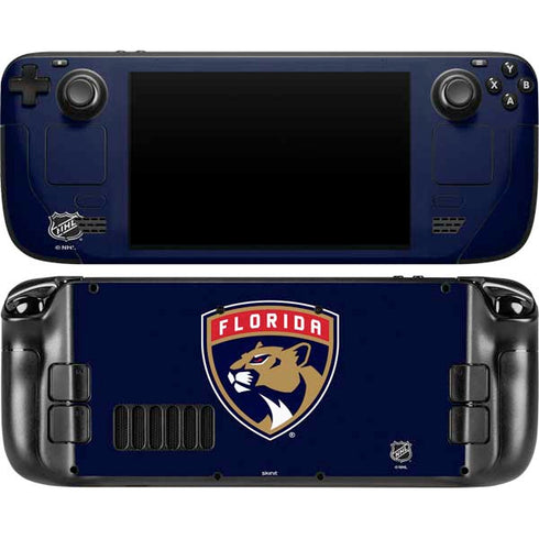 NHL Florida Panthers Distressed Steam Deck Handheld Gaming Computer OLED Skin