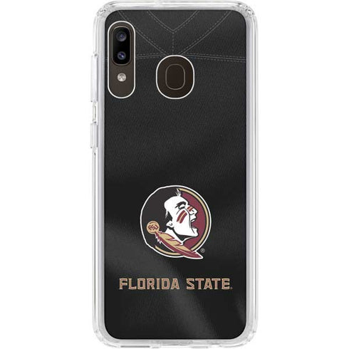 Florida State University Black Jersey Galaxy A20 Clear Case