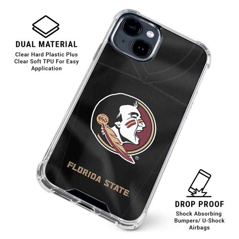 Florida State University Black Jersey iPhone 15 Plus Clear Case