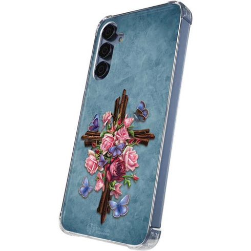 Flower Cross by Brigid Ashwood Galaxy A55 5G Clear Case