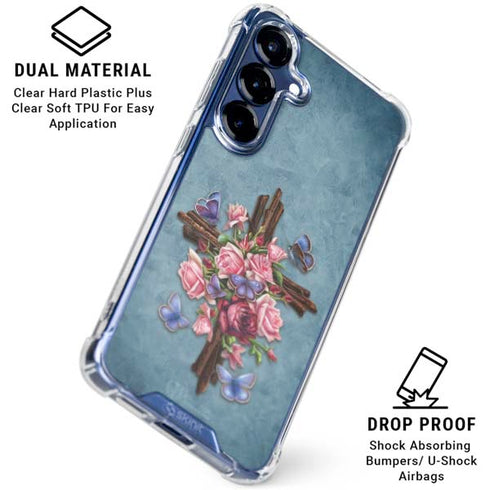 Flower Cross by Brigid Ashwood Galaxy S25 Clear Case