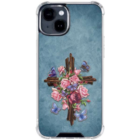 Flower Cross by Brigid Ashwood iPhone 15 Clear Case
