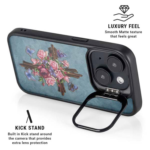 Flower Cross by Brigid Ashwood iPhone 15 Plus Kickstand Case