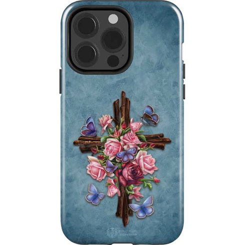 Flower Cross by Brigid Ashwood iPhone 15 Pro Impact Case