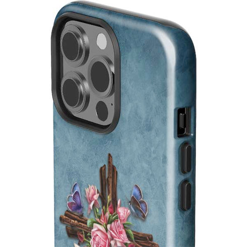Flower Cross by Brigid Ashwood iPhone 15 Pro Impact Case