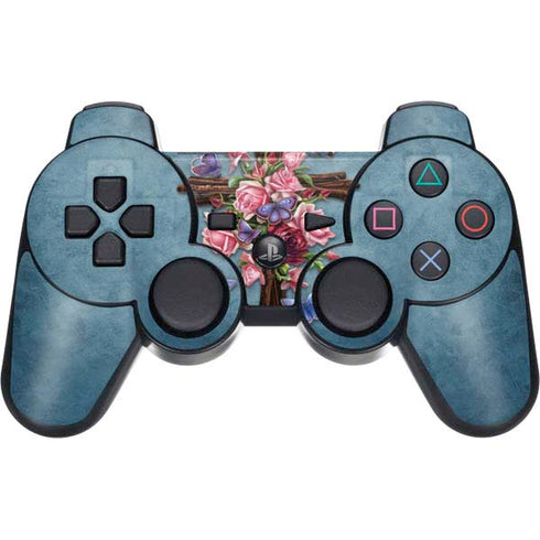 Flower Cross by Brigid Ashwood PS3 Dual Shock wireless controller Skin