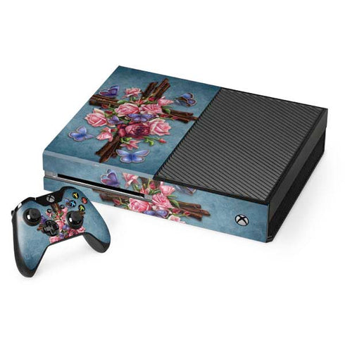 Flower Cross by Brigid Ashwood Xbox One Console and Controller Bundle Skin