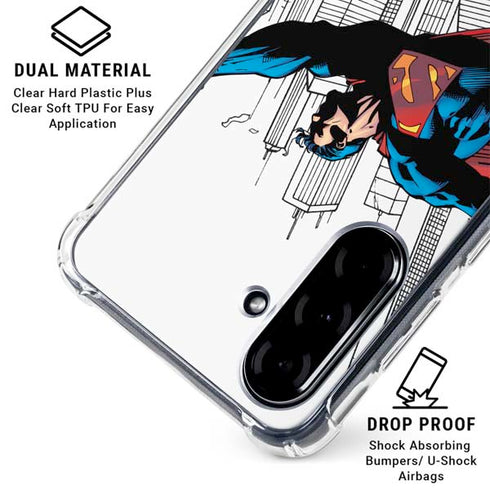 DC Comics Superman Flying Over City Pose Galaxy A36 5G Clear Case