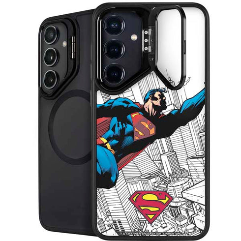 DC Comics Superman Flying Over City Pose Galaxy S24 FE Kickstand Case