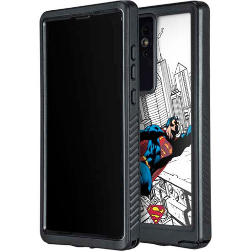 DC Comics Superman Flying Over City Pose Galaxy S24 Ultra Waterproof Case