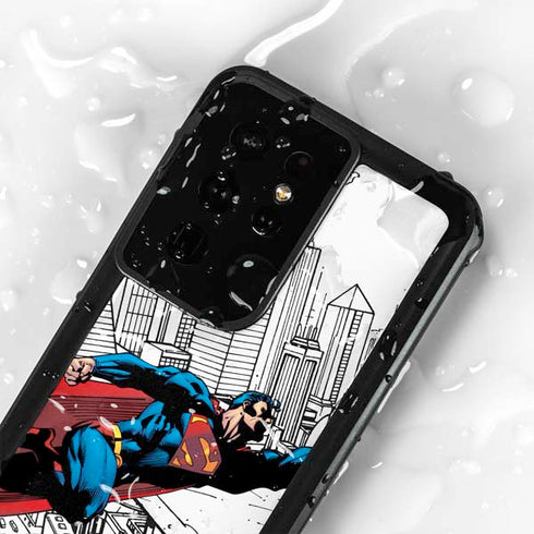 DC Comics Superman Flying Over City Pose Galaxy S24 Ultra Waterproof Case
