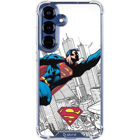DC Comics Superman Flying Over City Pose Galaxy S25 Plus Clear Case