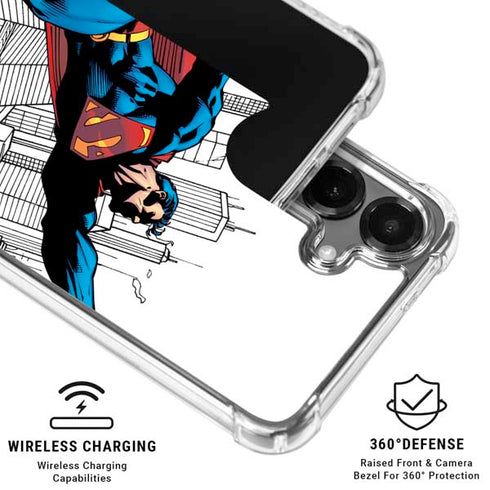 DC Comics Superman Flying Over City Pose Galaxy S26 Plus Clear Case