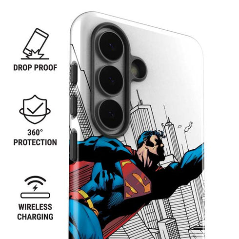 DC Comics Superman Flying Over City Pose Galaxy S26 Plus Impact Case