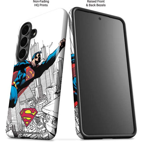 DC Comics Superman Flying Over City Pose Galaxy S26 Plus Impact Case