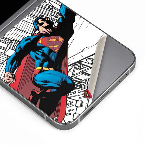 DC Comics Superman Flying Over City Pose Galaxy Z Flip6 Skin