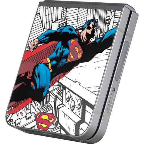 DC Comics Superman Flying Over City Pose Galaxy Z Flip6 Skin