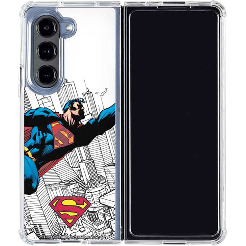 DC Comics Superman Flying Over City Pose Galaxy Z Fold5 5G Clear Case