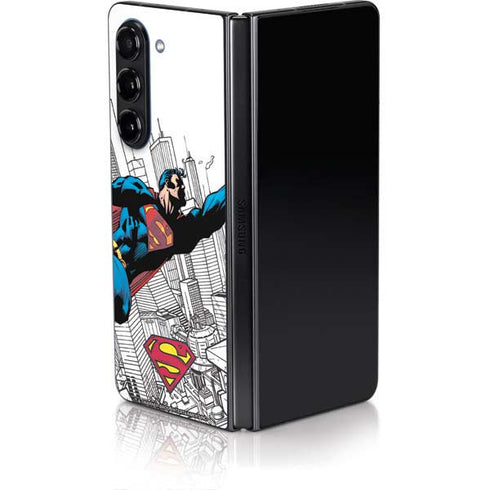 DC Comics Superman Flying Over City Pose Galaxy Z Fold5 5G Skin