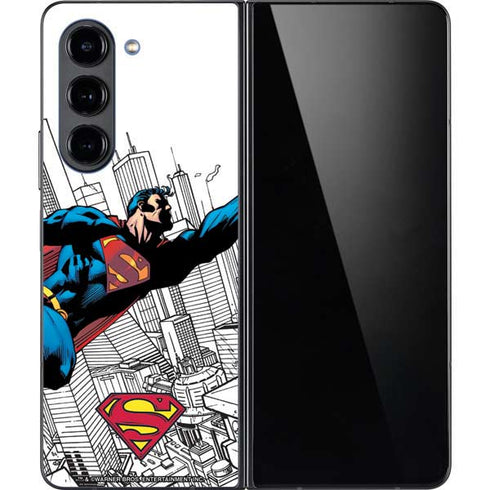 DC Comics Superman Flying Over City Pose Galaxy Z Fold5 5G Skin