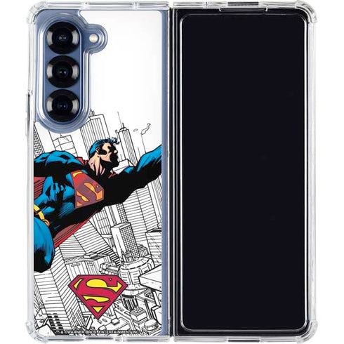 DC Comics Superman Flying Over City Pose Galaxy Z Fold6 Clear Case