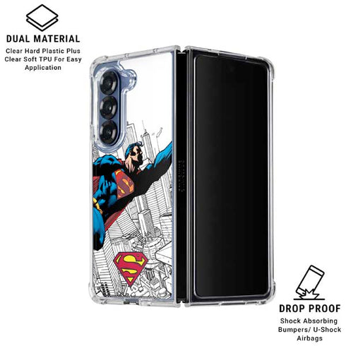 DC Comics Superman Flying Over City Pose Galaxy Z Fold6 Clear Case